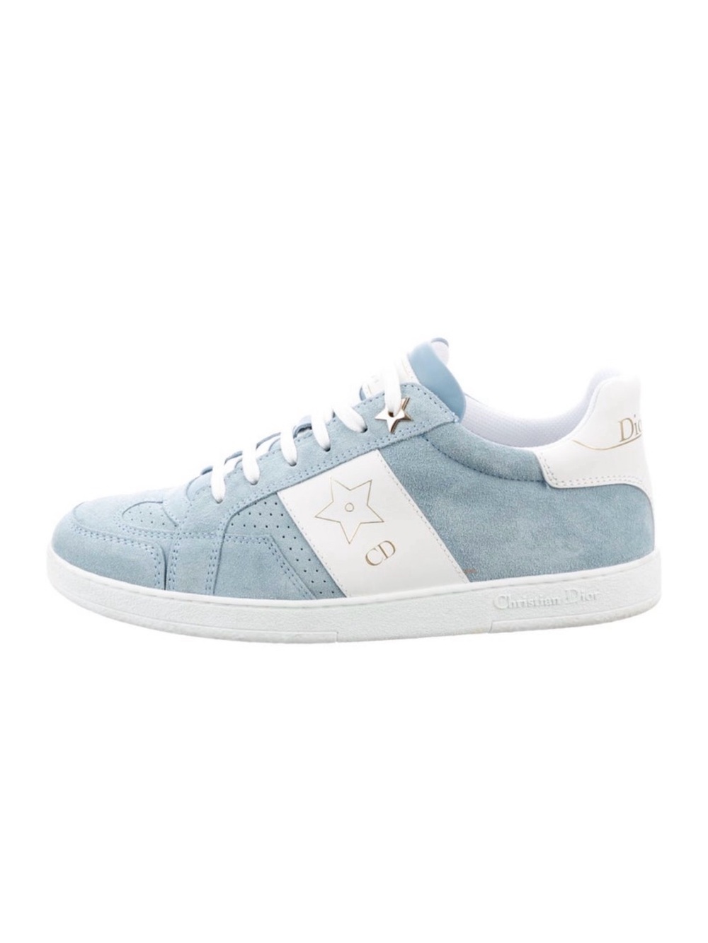Dior ORS DUSTY SKY Light Blue and White Suede Low-Top Sneakers